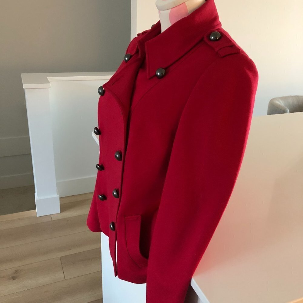 Planet Classic Double Breasted 12 Button Lined Collared Blazer Jacket Red Sz 8 - Picture 3 of 16